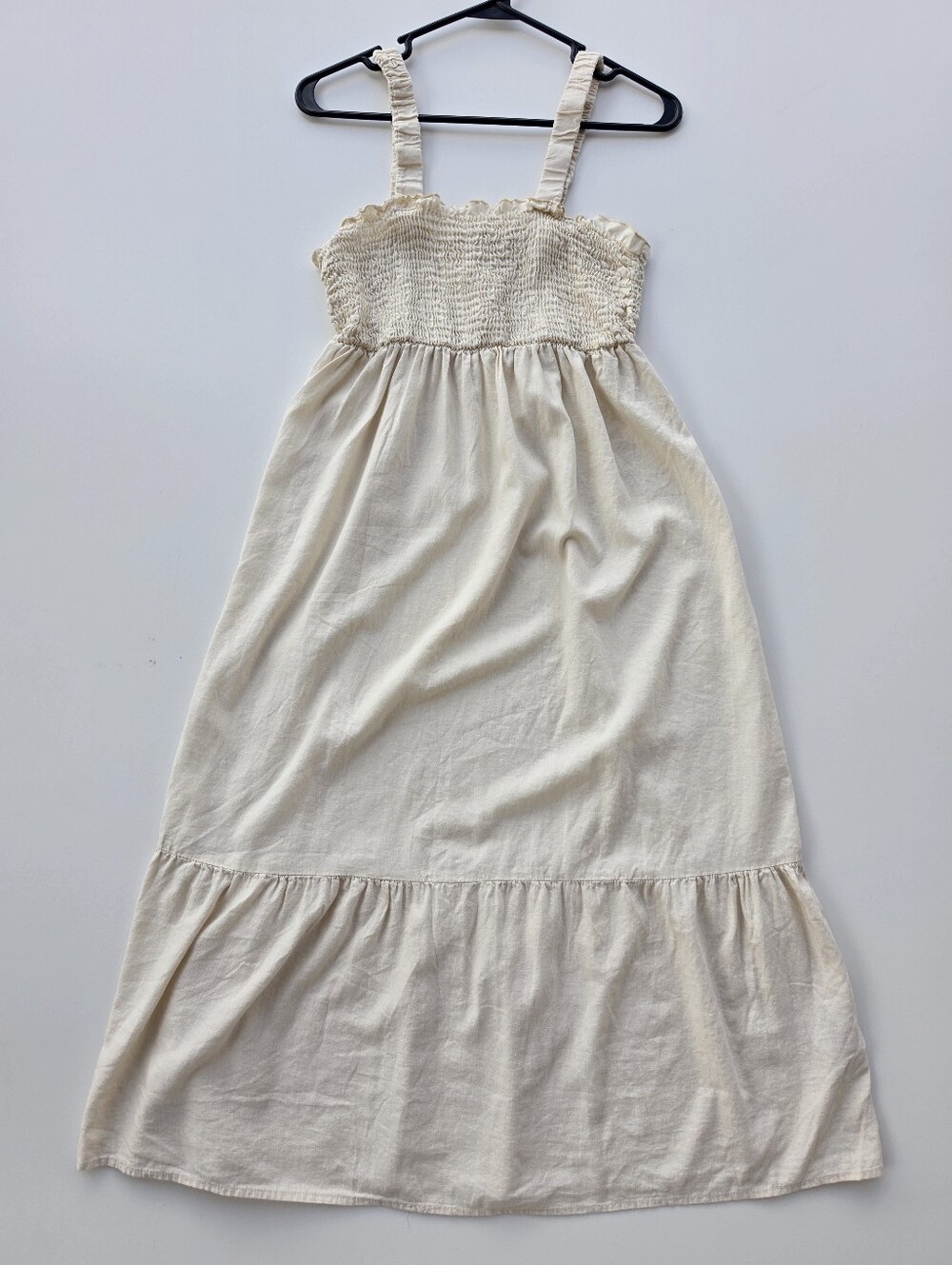 Urban Outfitters Urban Renewel Smocked Sleeveless Cream Midi Dress